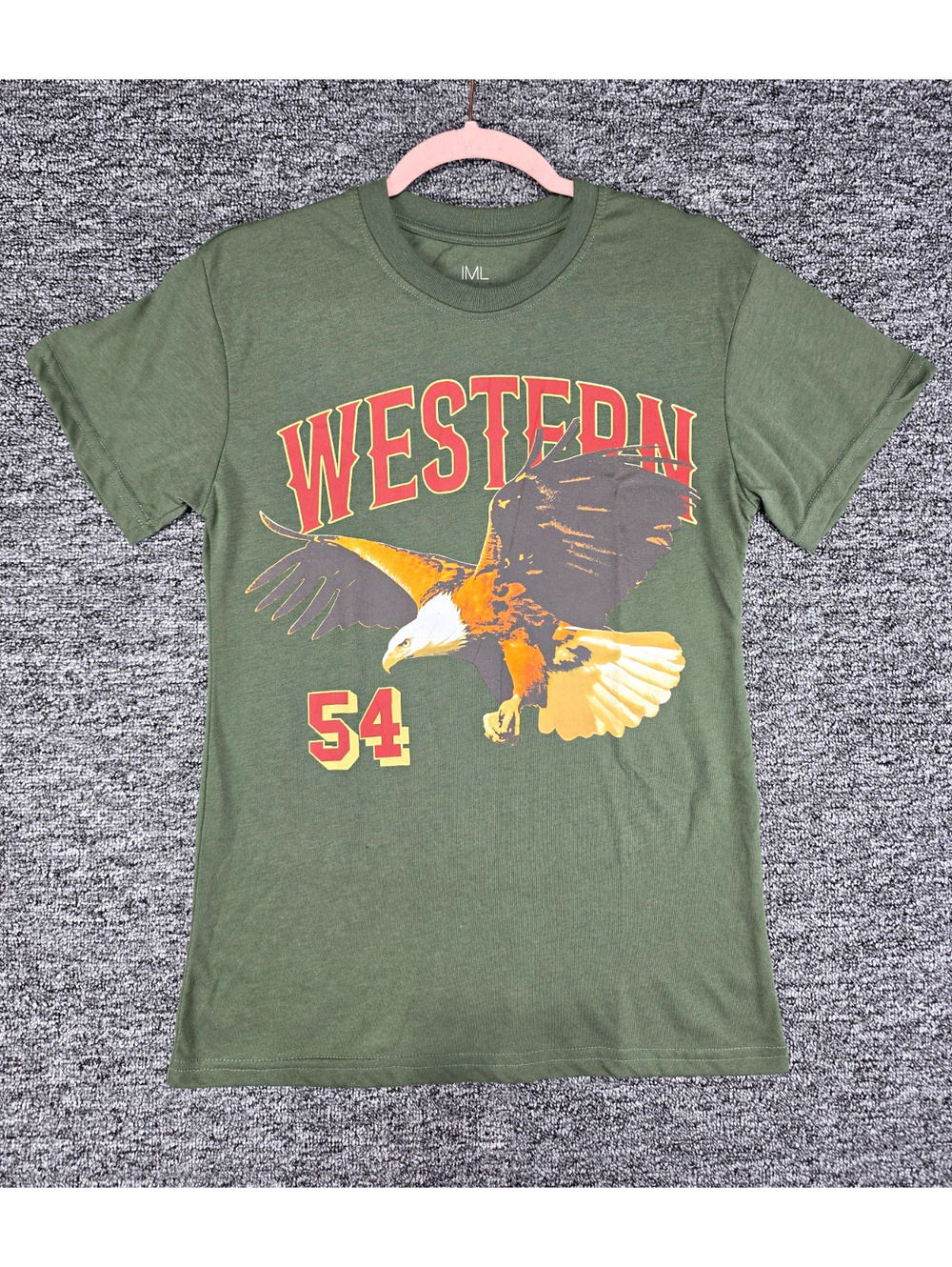 Isaac Morris Men's Green Western Eagle Graphic Crew Neck Short Sleeve T-Shirt S